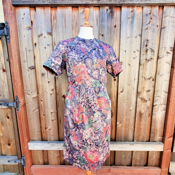 Vintage Handmade Paisley Floral Print Fit & Flare Dress Size M - Picture 4 of 8